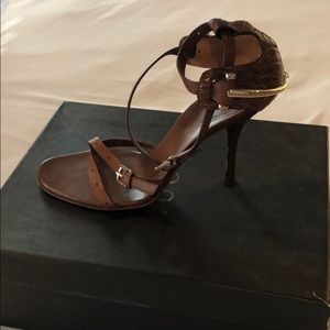 Gucci Cognac and crocodile “Bit” Sandle
